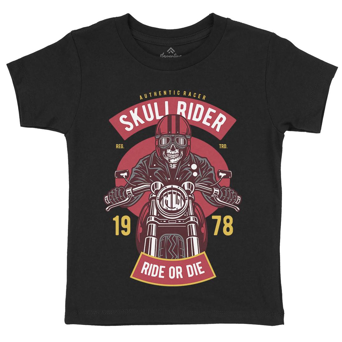 Skull Rider Kids Crew Neck T-Shirt Motorcycles D577