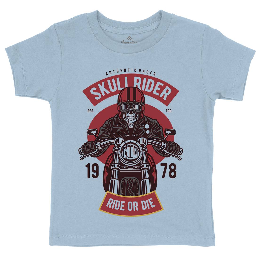Skull Rider Kids Organic Crew Neck T-Shirt Motorcycles D577