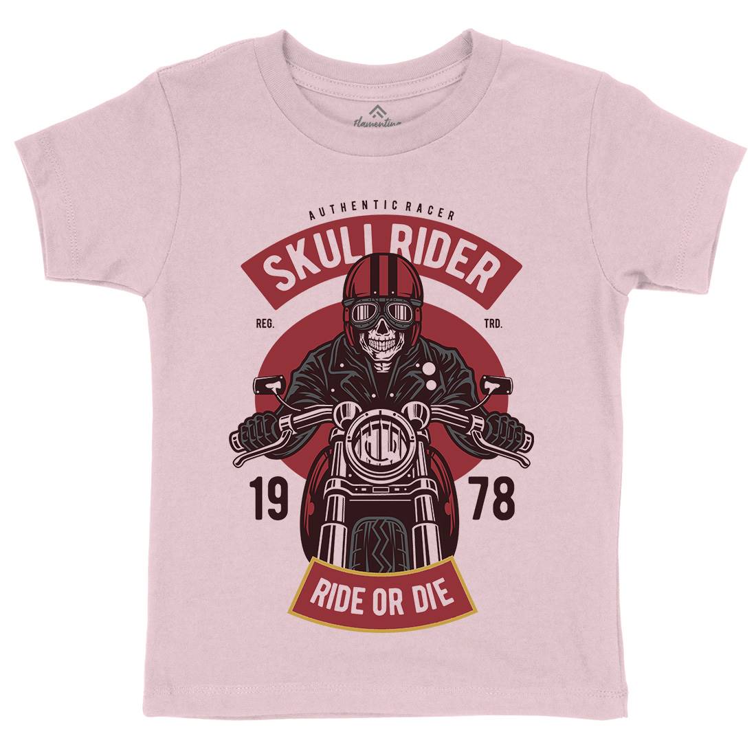 Skull Rider Kids Crew Neck T-Shirt Motorcycles D577