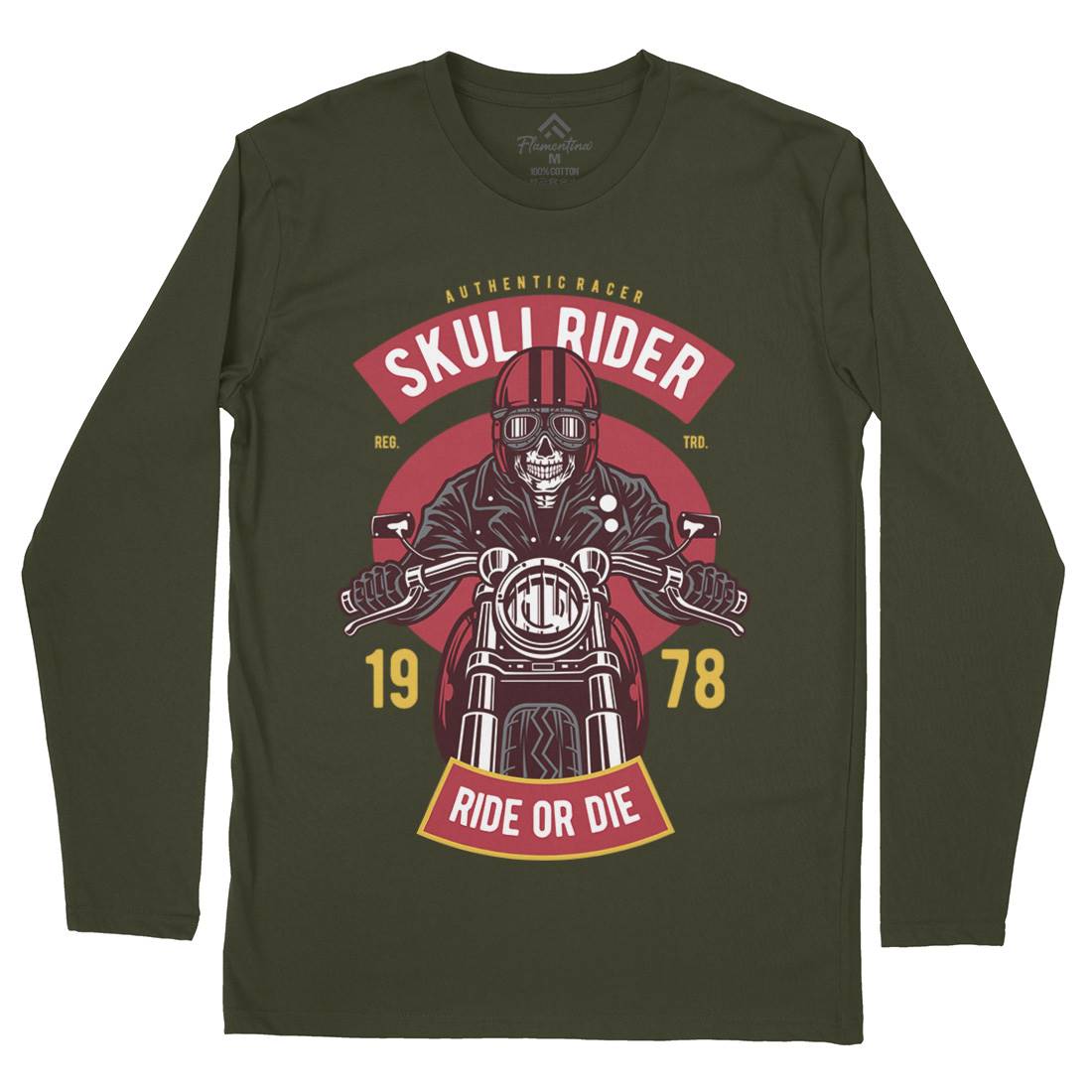 Skull Rider Mens Long Sleeve T-Shirt Motorcycles D577