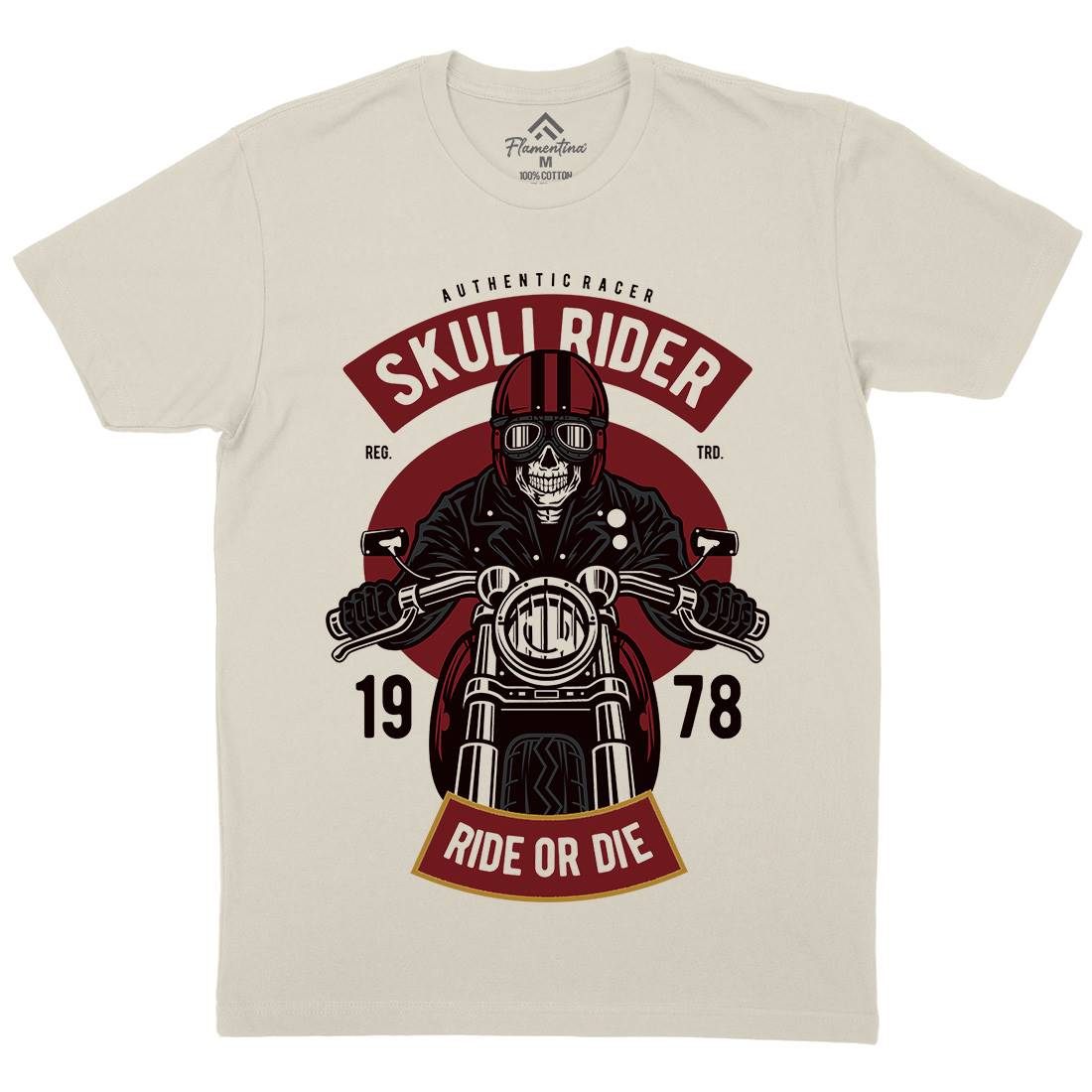 Skull Rider Mens Organic Crew Neck T-Shirt Motorcycles D577