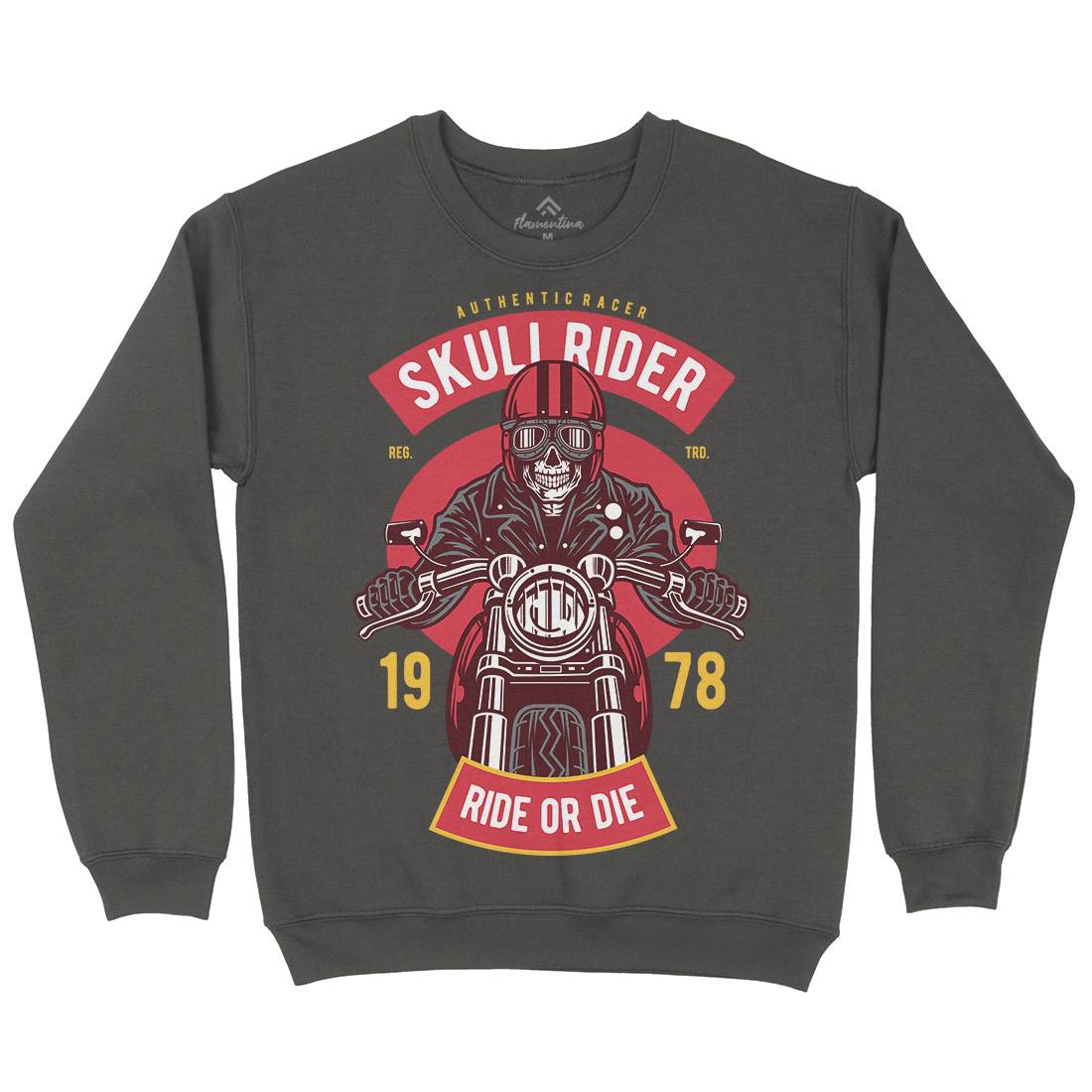Skull Rider Mens Crew Neck Sweatshirt Motorcycles D577