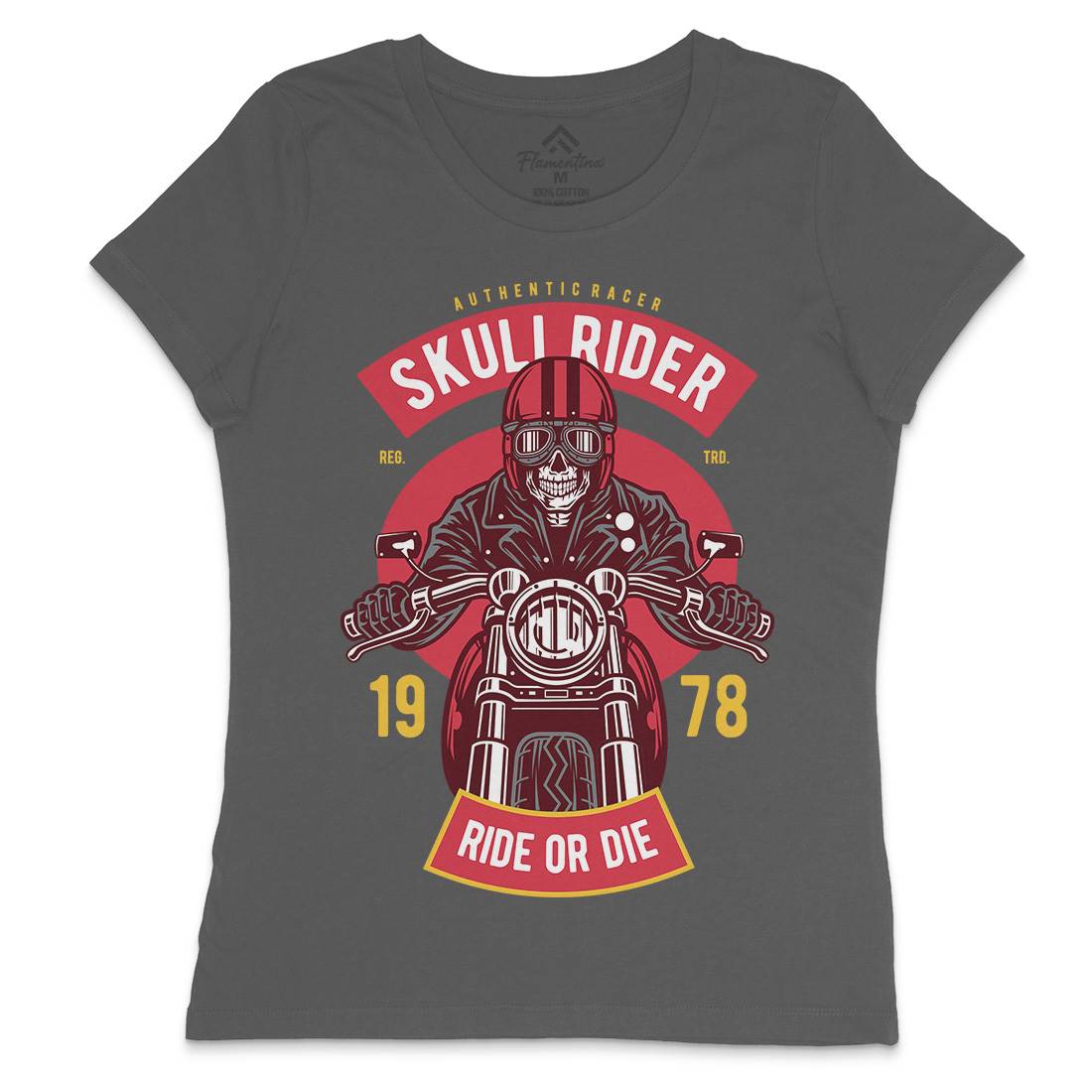 Skull Rider Womens Crew Neck T-Shirt Motorcycles D577