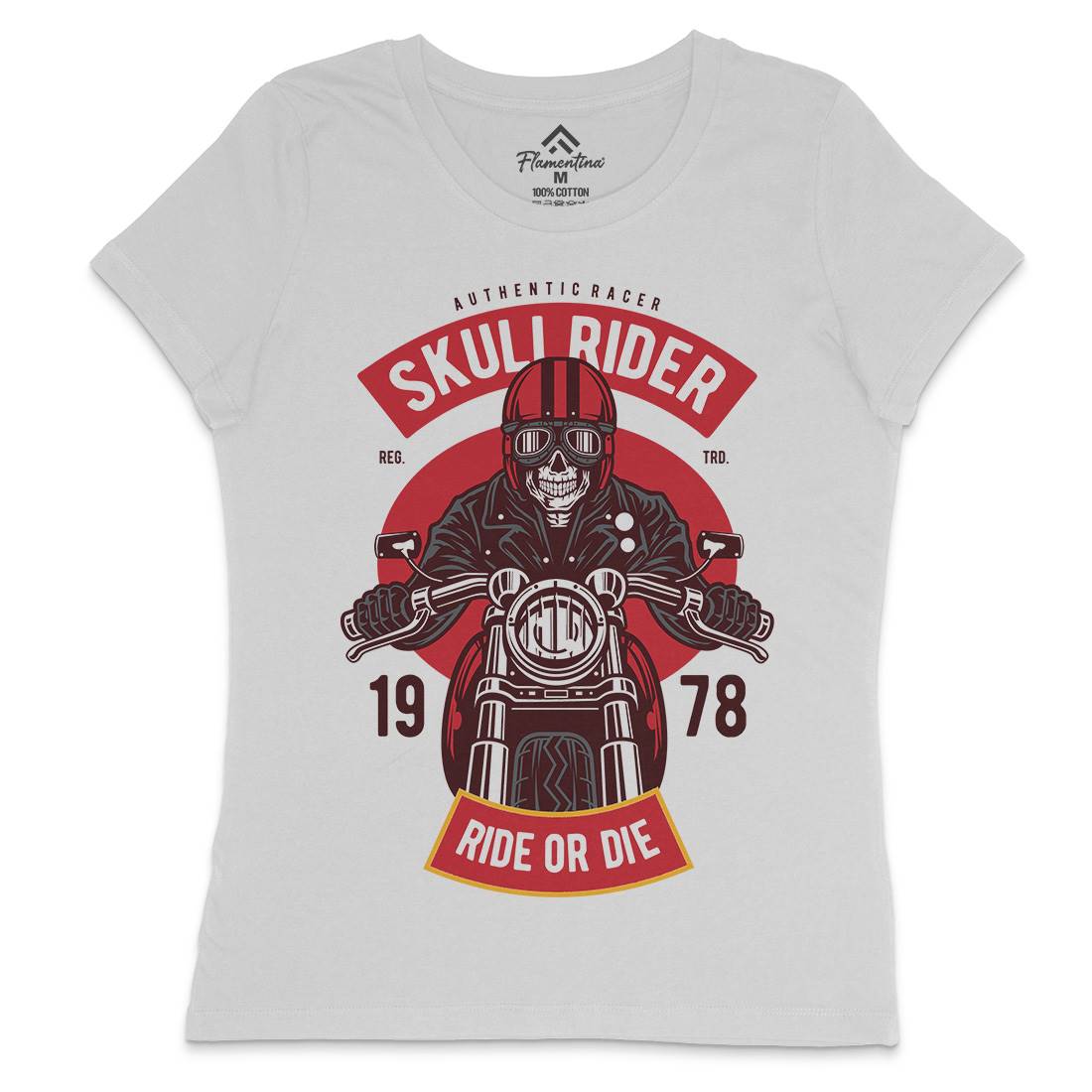 Skull Rider Womens Crew Neck T-Shirt Motorcycles D577