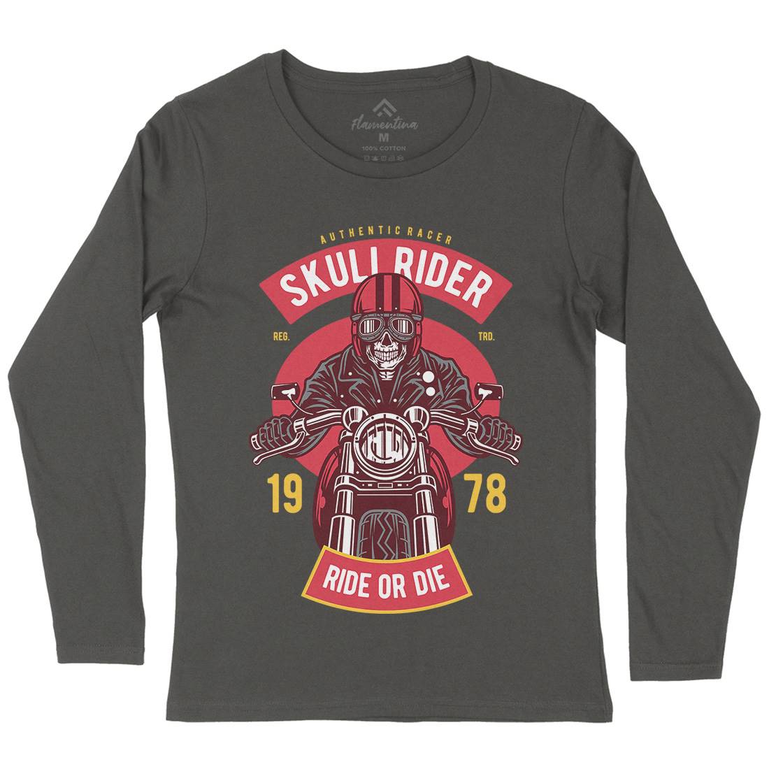 Skull Rider Womens Long Sleeve T-Shirt Motorcycles D577