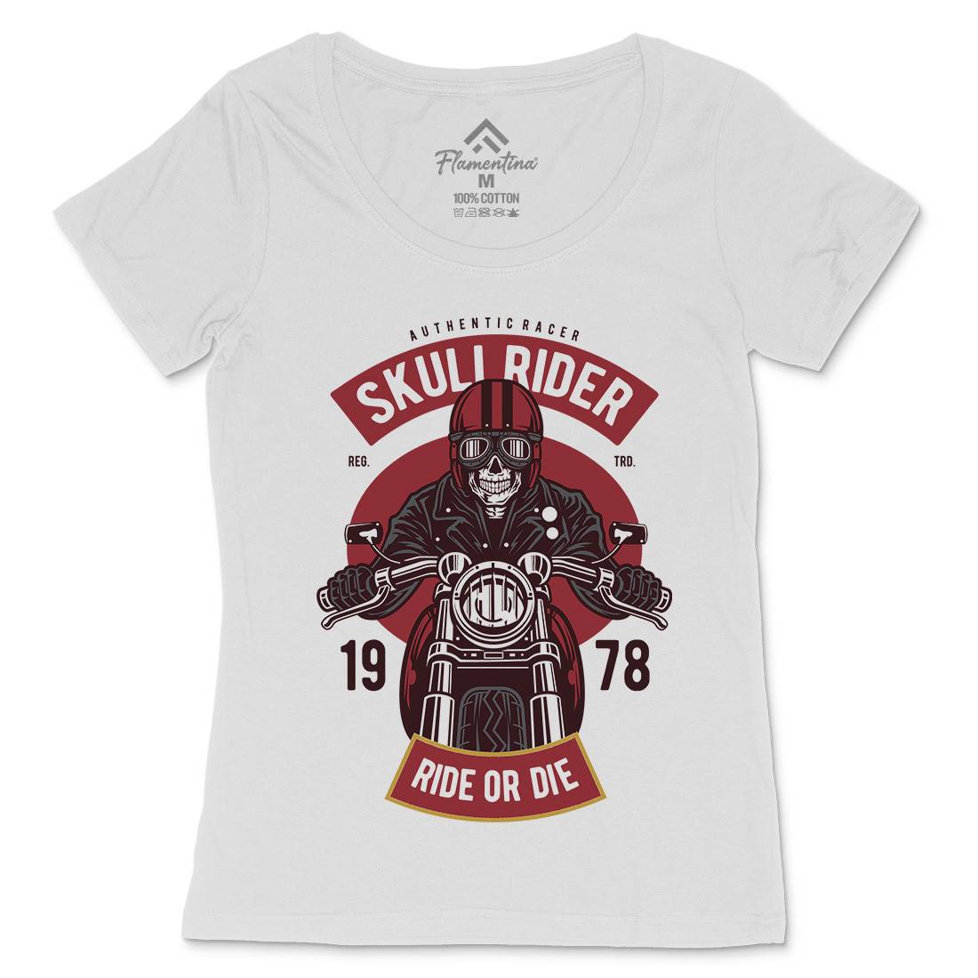 Skull Rider Womens Scoop Neck T-Shirt Motorcycles D577