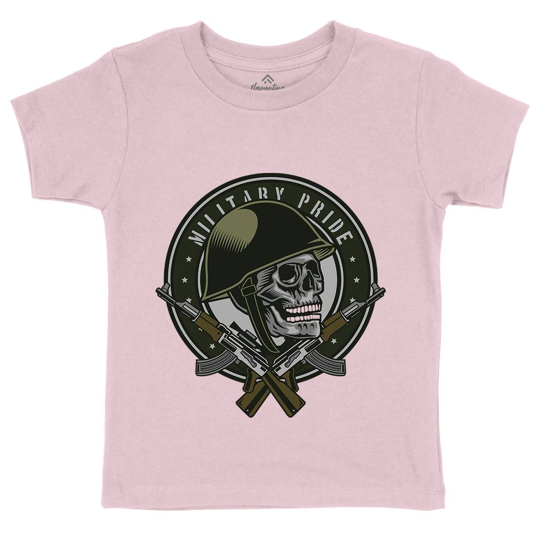 Skull Soldier Kids Organic Crew Neck T-Shirt Army D578