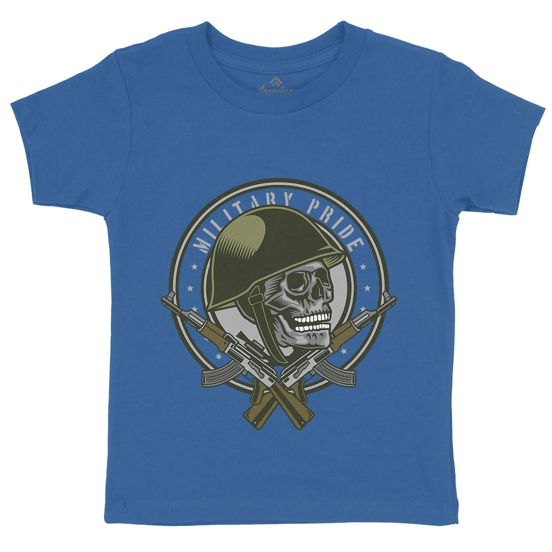 Skull Soldier Kids Organic Crew Neck T-Shirt Army D578