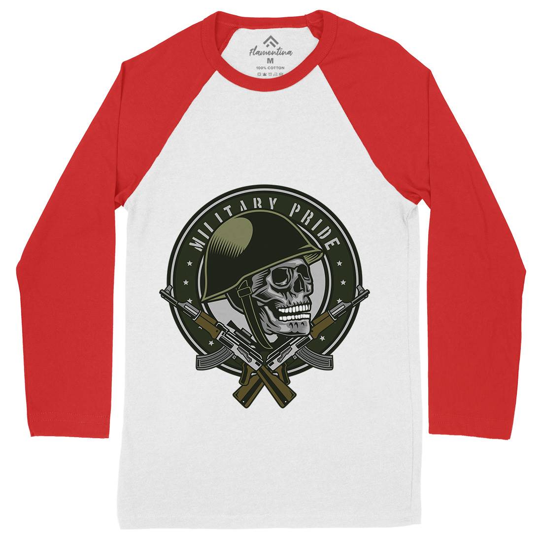 Skull Soldier Mens Long Sleeve Baseball T-Shirt Army D578