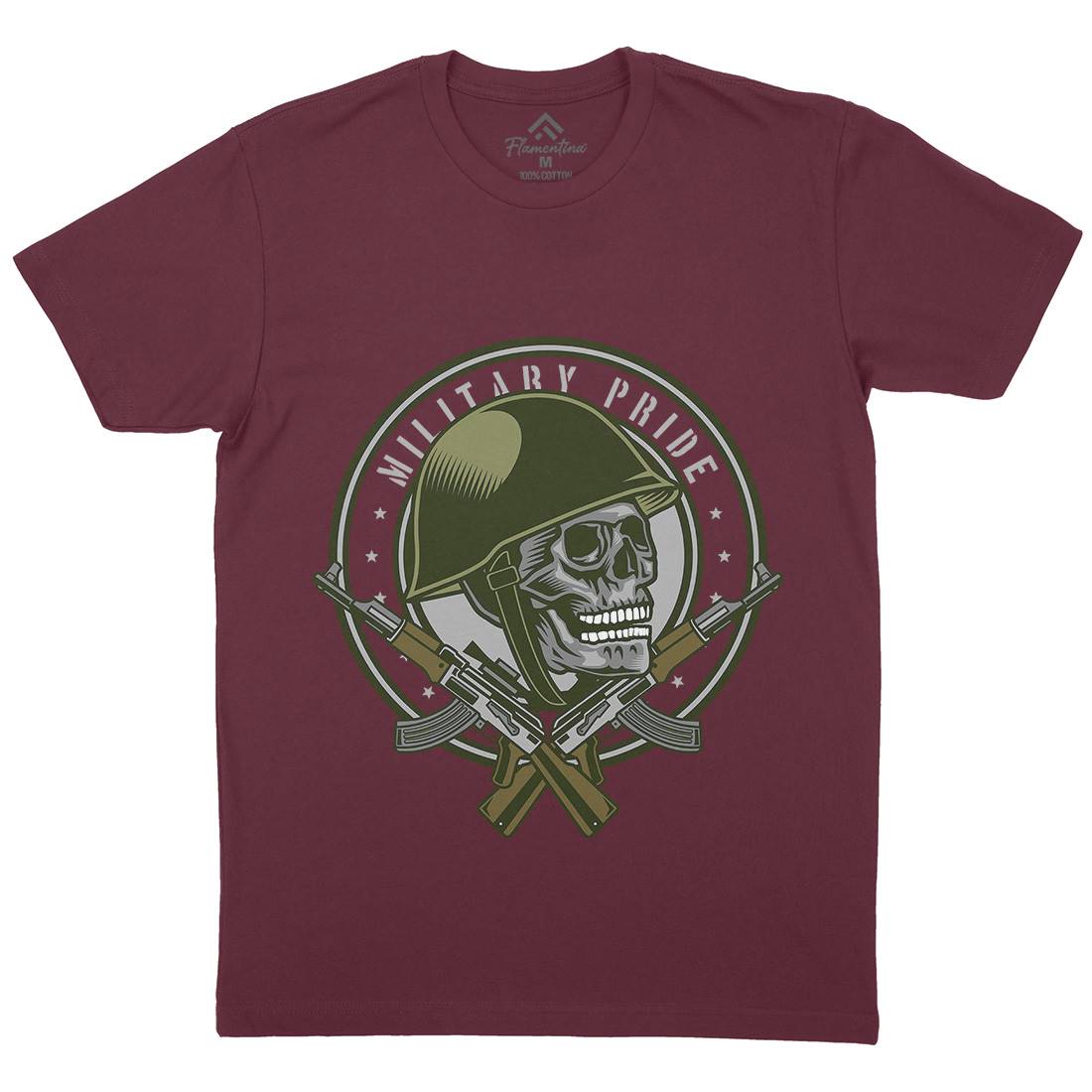 Skull Soldier Mens Organic Crew Neck T-Shirt Army D578