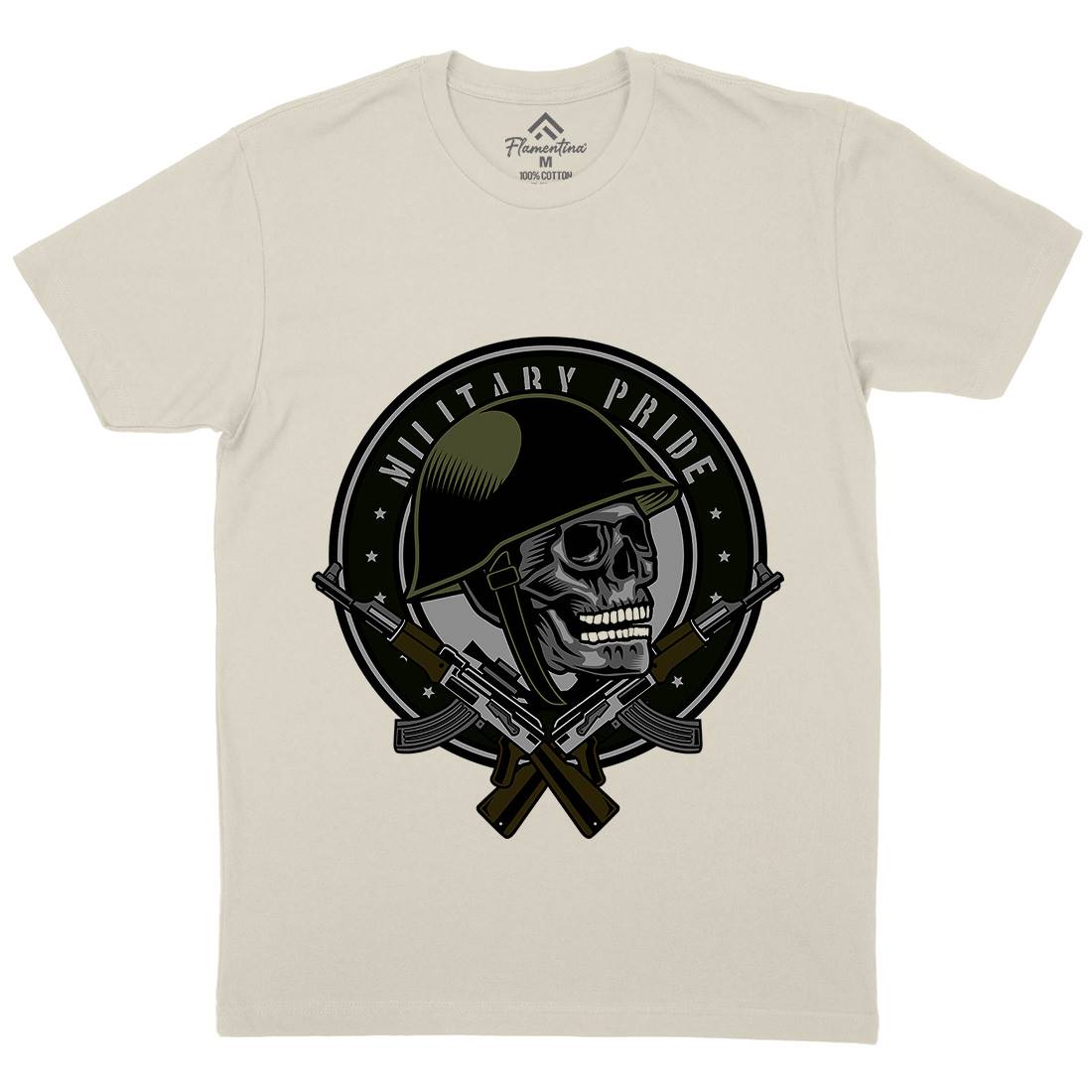 Skull Soldier Mens Organic Crew Neck T-Shirt Army D578