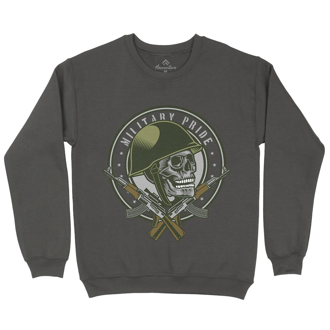 Skull Soldier Kids Crew Neck Sweatshirt Army D578