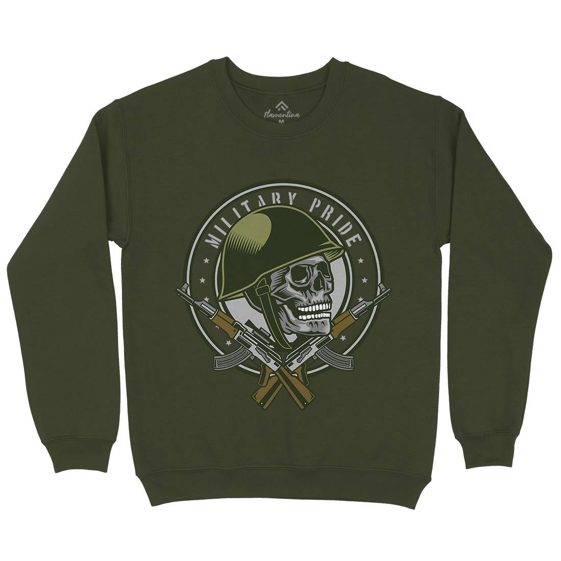 Skull Soldier Mens Crew Neck Sweatshirt Army D578