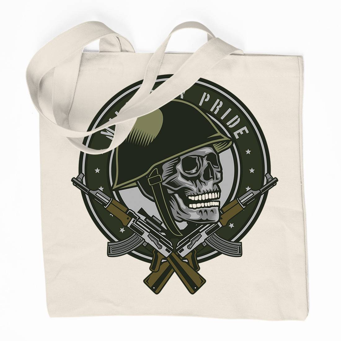 Skull Soldier Organic Premium Cotton Tote Bag Army D578