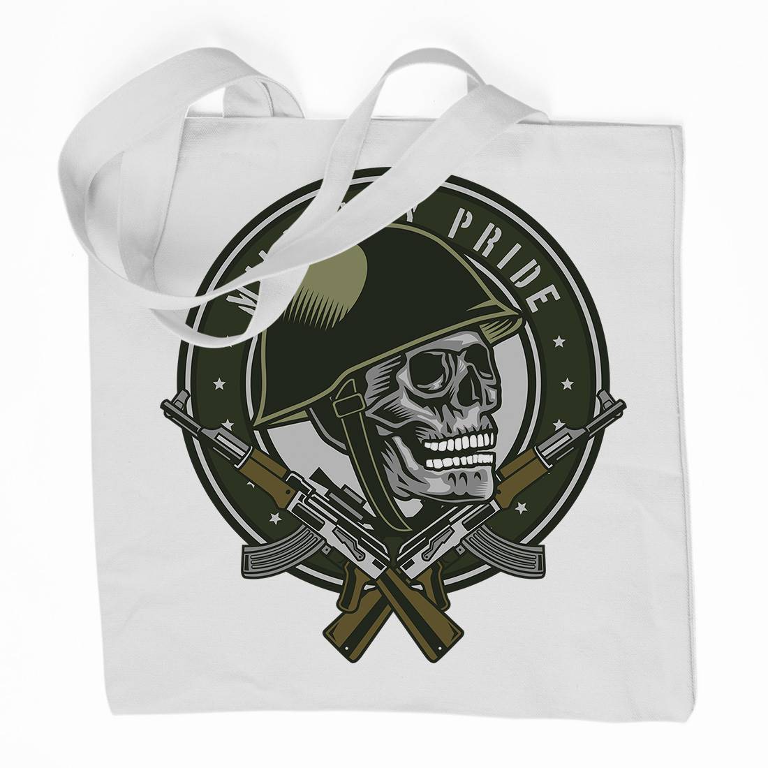 Skull Soldier Organic Premium Cotton Tote Bag Army D578