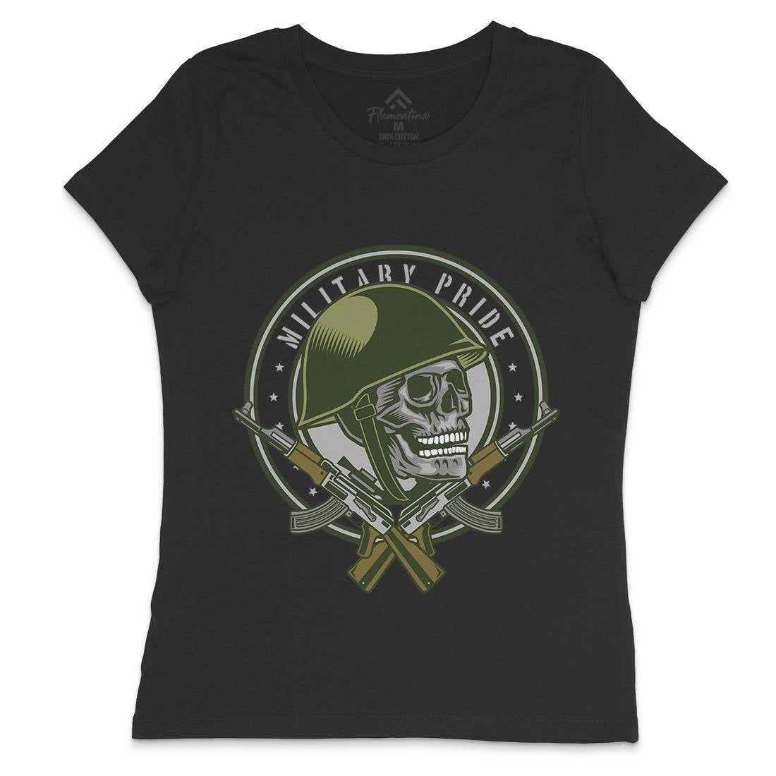 Skull Soldier Womens Crew Neck T-Shirt Army D578
