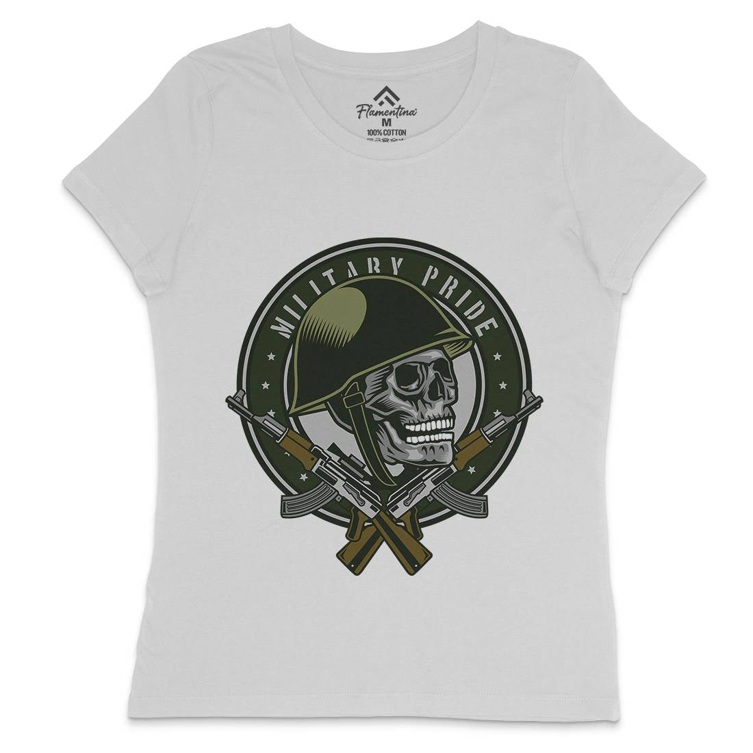 Skull Soldier Womens Crew Neck T-Shirt Army D578
