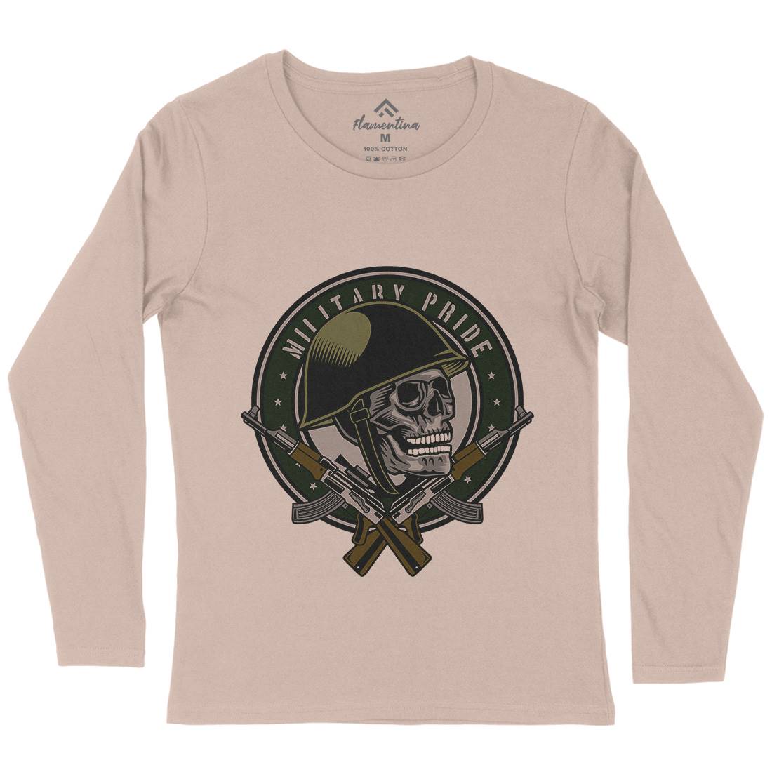 Skull Soldier Womens Long Sleeve T-Shirt Army D578