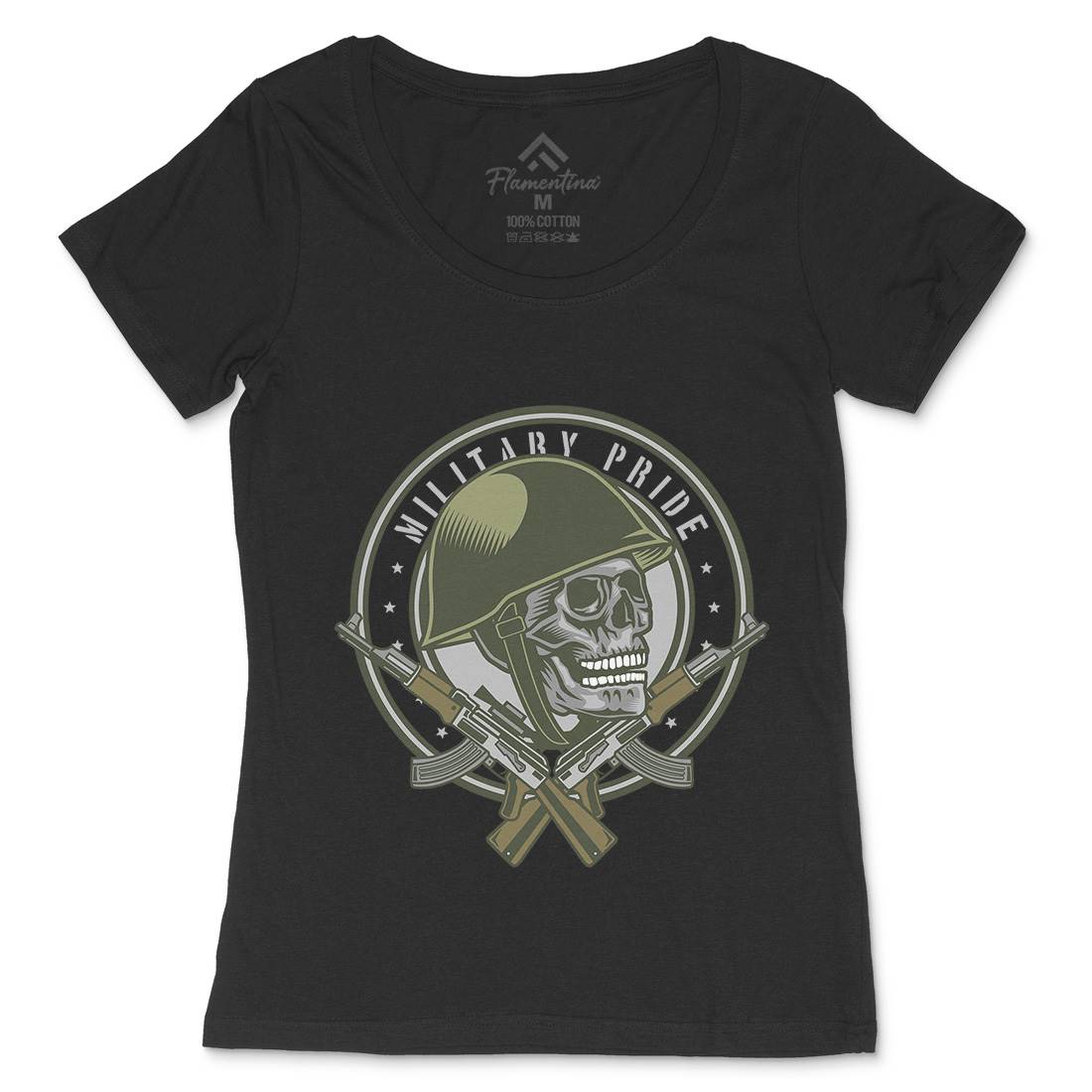 Skull Soldier Womens Scoop Neck T-Shirt Army D578