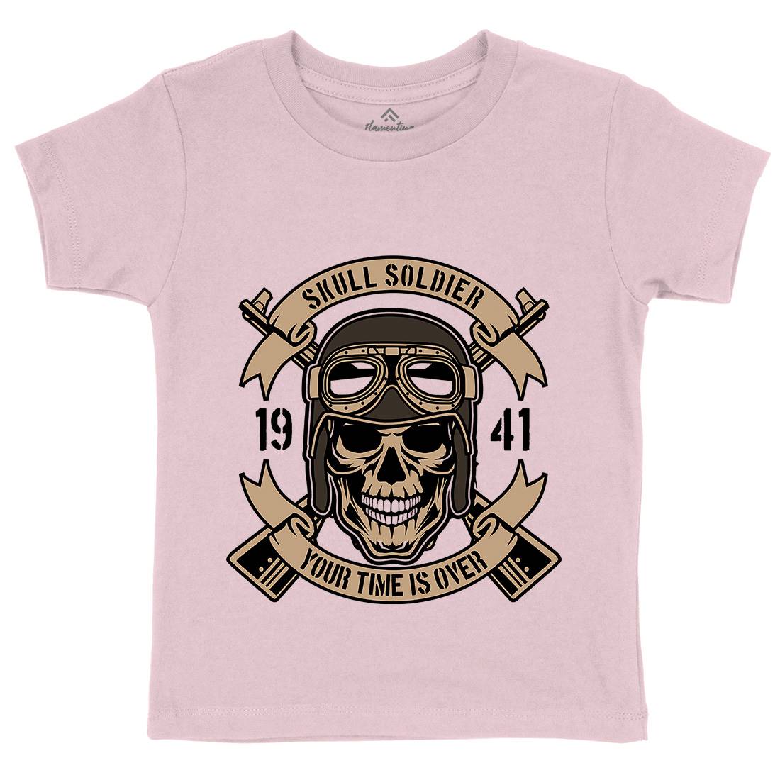 Skull Soldier Kids Organic Crew Neck T-Shirt Army D579