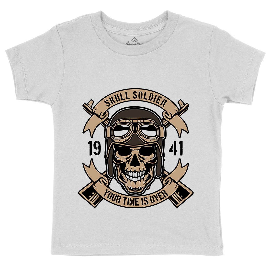 Skull Soldier Kids Organic Crew Neck T-Shirt Army D579