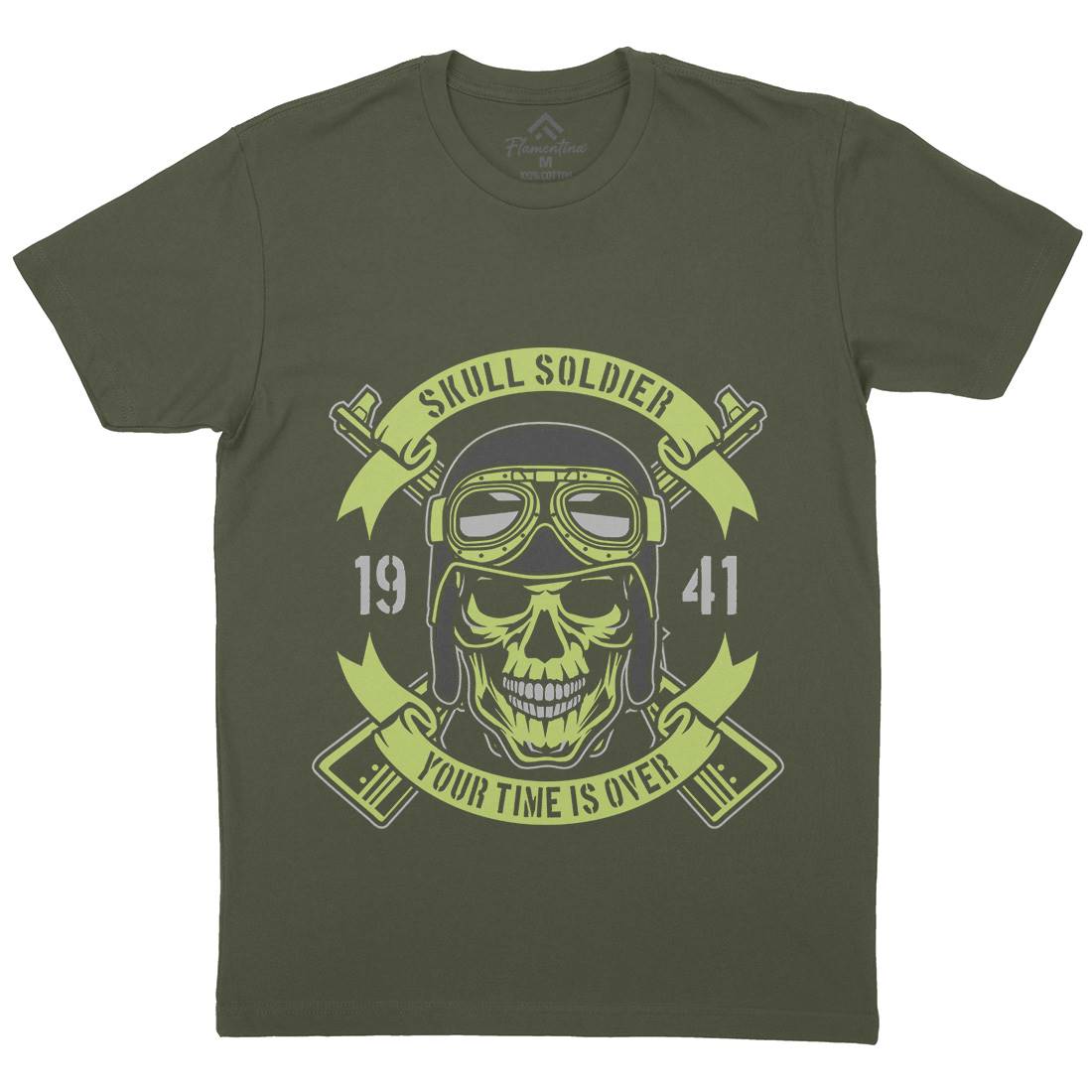 Skull Soldier Mens Crew Neck T-Shirt Army D579