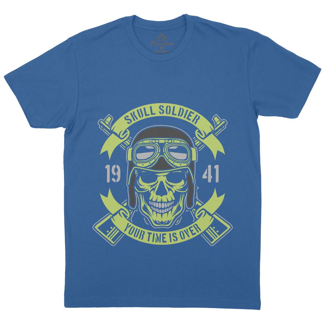 Skull Soldier Mens Organic Crew Neck T-Shirt Army D579