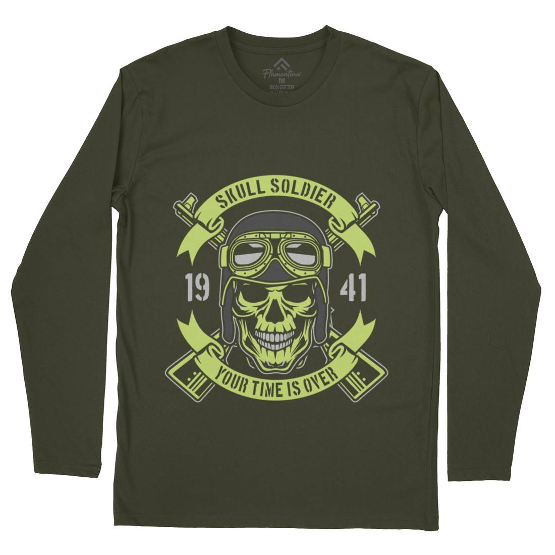 Skull Soldier Mens Long Sleeve T-Shirt Army D579