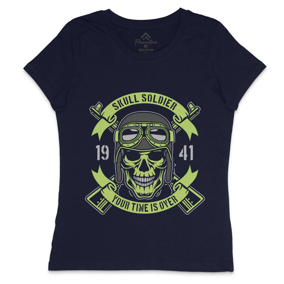 Skull Soldier Womens Crew Neck T-Shirt Army D579
