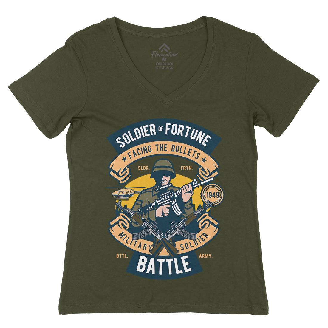 Soldier Womens Organic V-Neck T-Shirt Army D581