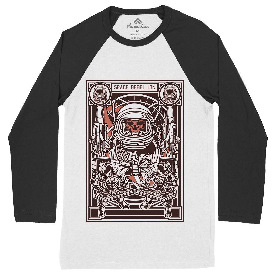 Astronaut Rebellion Mens Long Sleeve Baseball T-Shirt Space D582