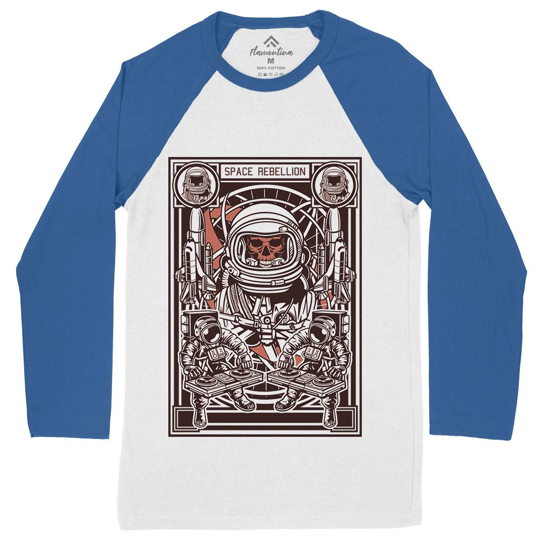Astronaut Rebellion Mens Long Sleeve Baseball T-Shirt Space D582
