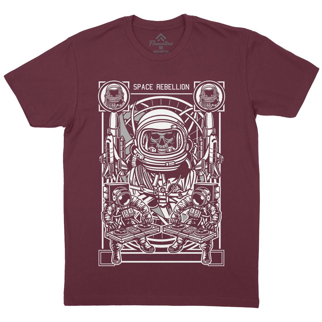 Astronaut Rebellion Mens Organic Crew Neck T-Shirt Space D582