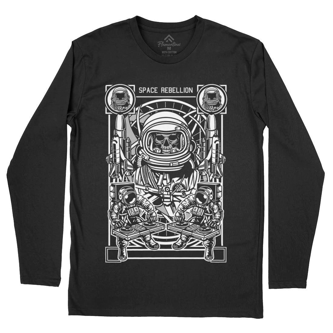 Astronaut Rebellion Mens Long Sleeve T-Shirt Space D582