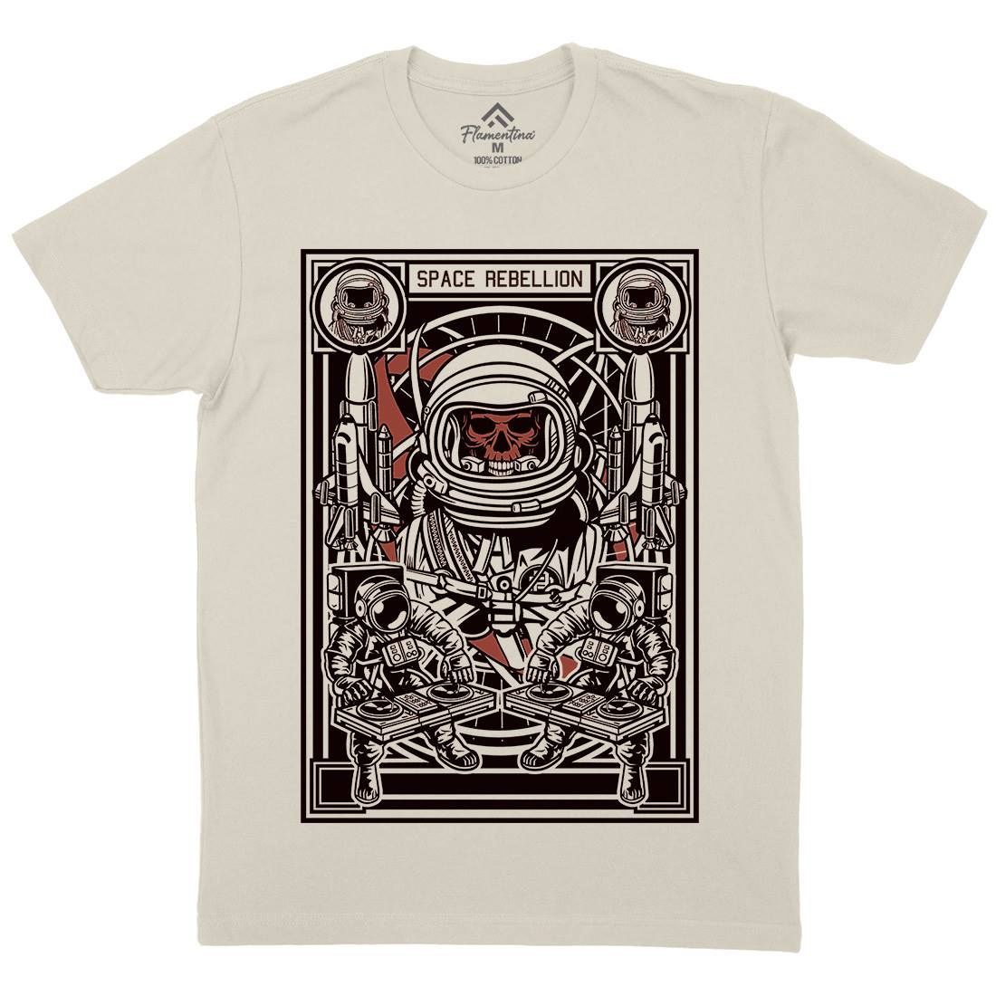 Astronaut Rebellion Mens Organic Crew Neck T-Shirt Space D582