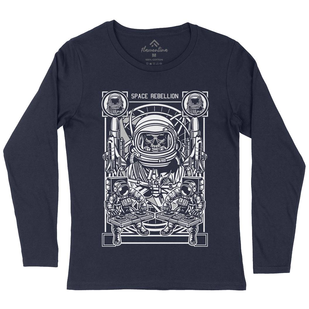 Astronaut Rebellion Womens Long Sleeve T-Shirt Space D582