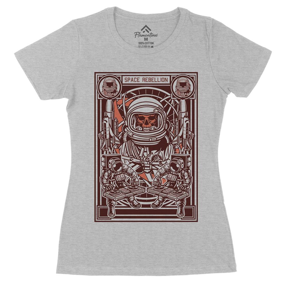 Astronaut Rebellion Womens Organic Crew Neck T-Shirt Space D582