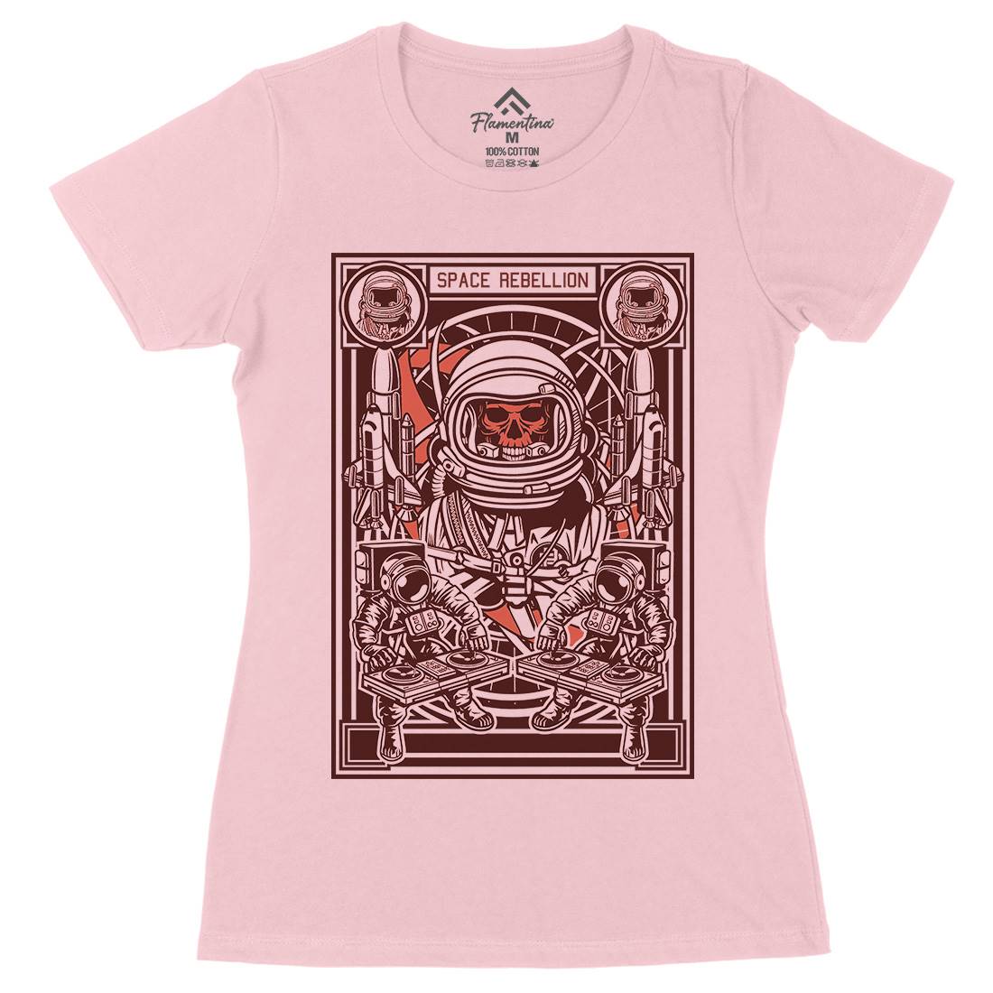 Astronaut Rebellion Womens Organic Crew Neck T-Shirt Space D582