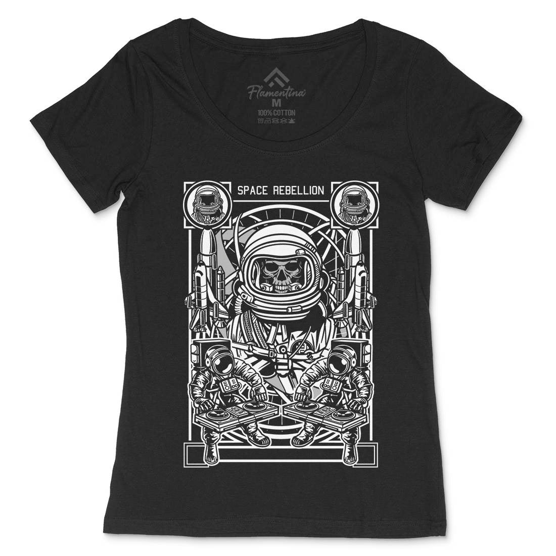 Astronaut Rebellion Womens Scoop Neck T-Shirt Space D582