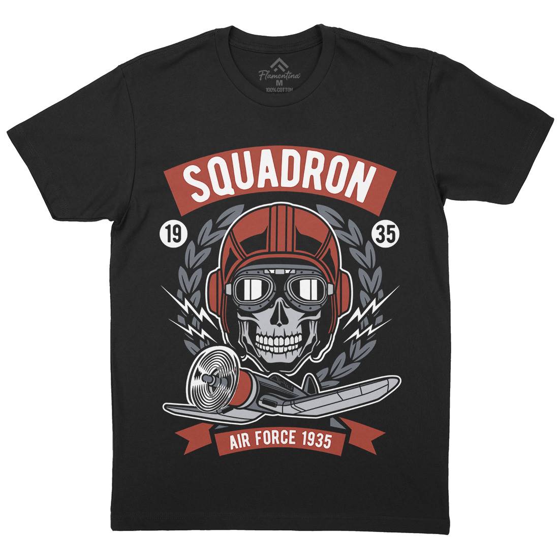 Squadron Air Force Mens Organic Crew Neck T-Shirt Vehicles D583