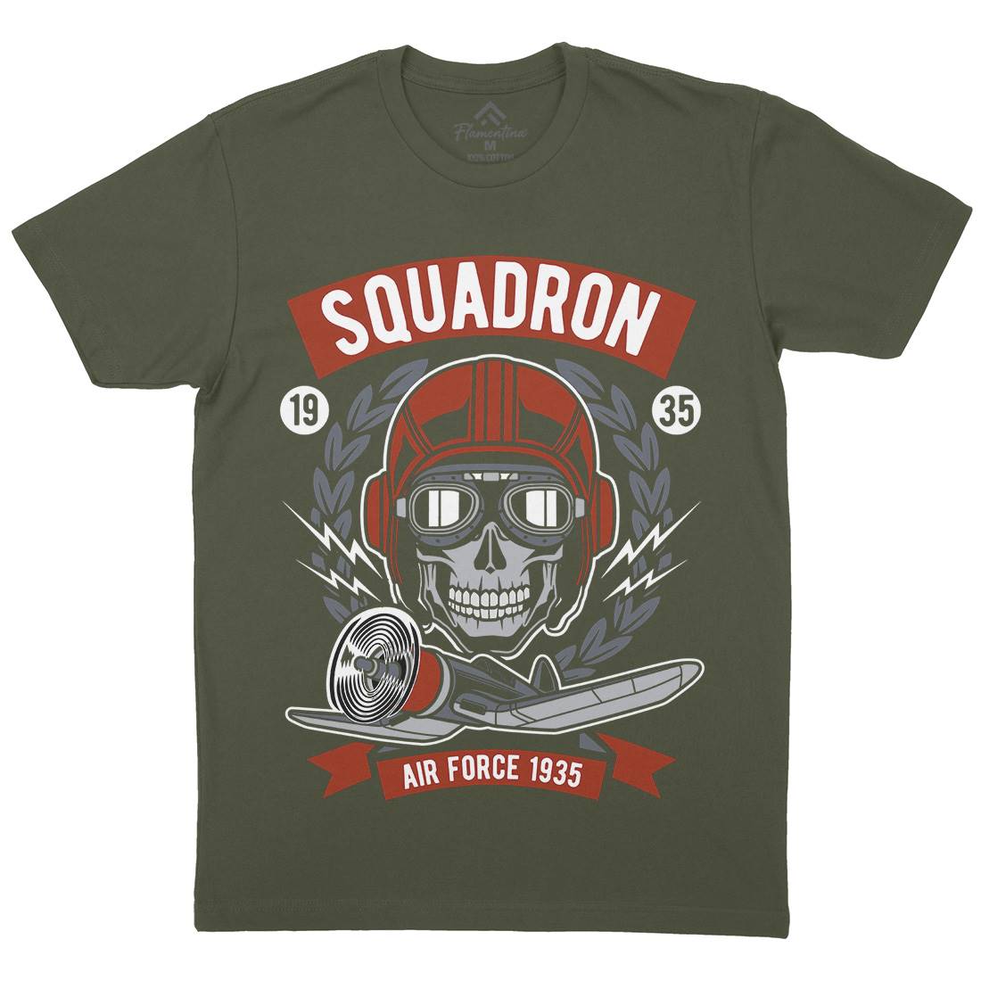 Squadron Air Force Mens Organic Crew Neck T-Shirt Vehicles D583