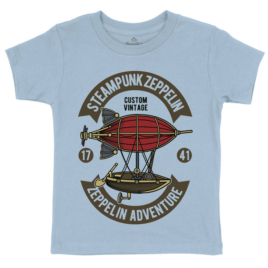 Steampunk Zeppelin Kids Crew Neck T-Shirt Vehicles D584