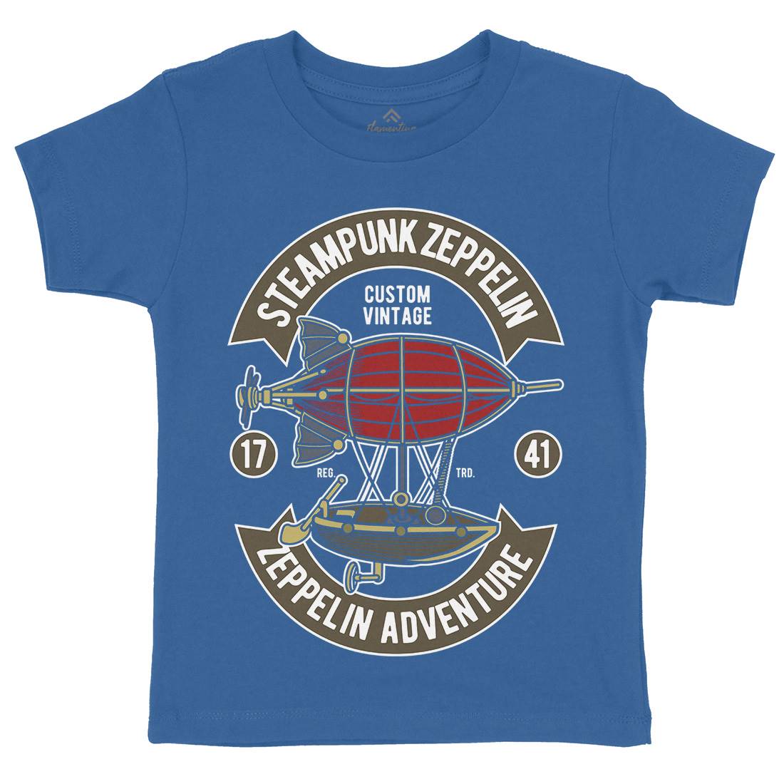 Steampunk Zeppelin Kids Crew Neck T-Shirt Vehicles D584