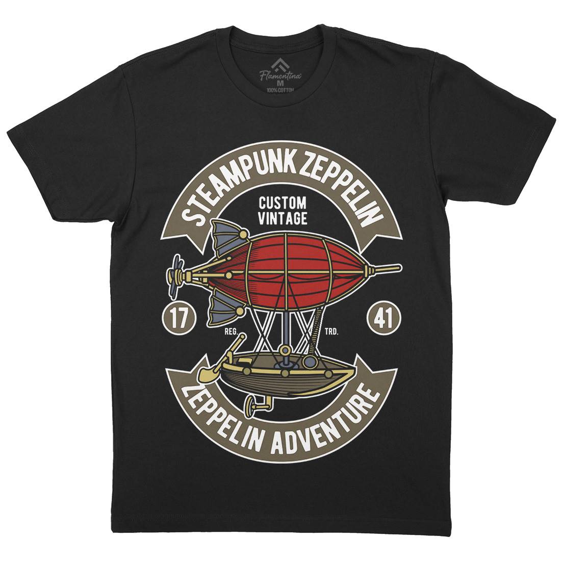 Steampunk Zeppelin Mens Organic Crew Neck T-Shirt Vehicles D584