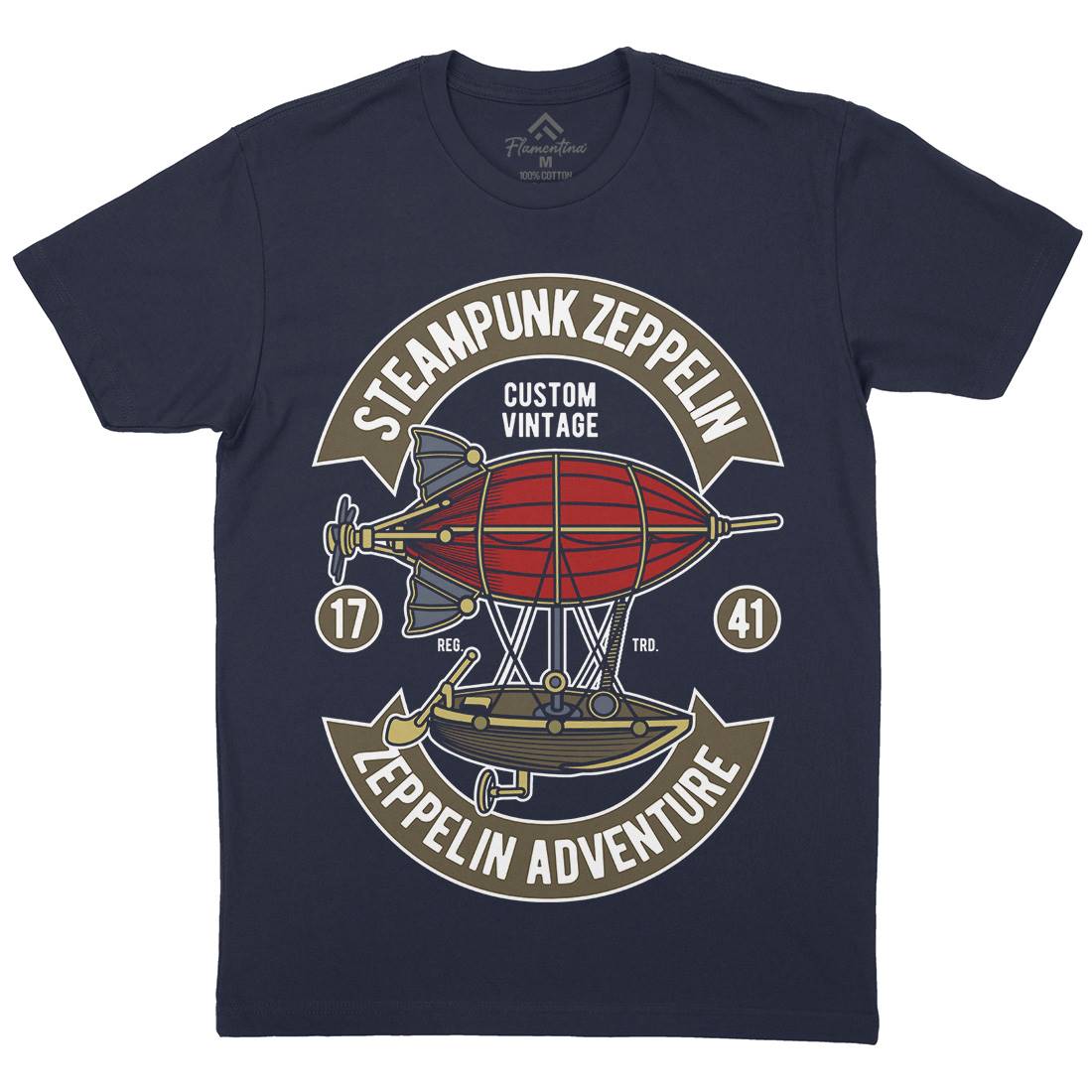 Steampunk Zeppelin Mens Crew Neck T-Shirt Vehicles D584
