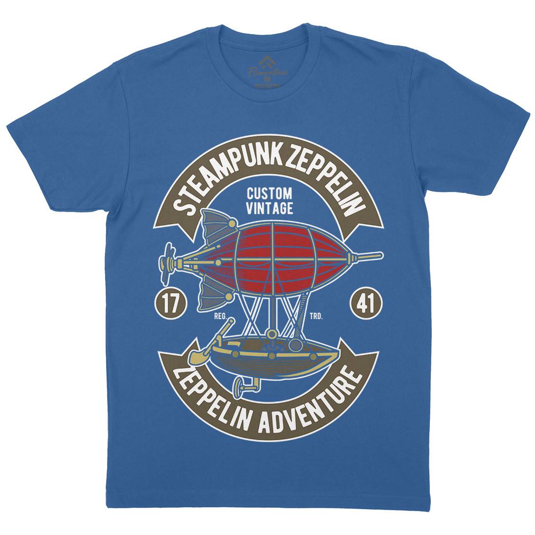 Steampunk Zeppelin Mens Organic Crew Neck T-Shirt Vehicles D584