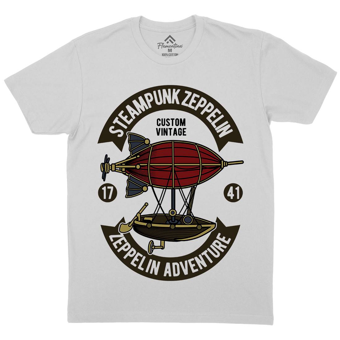 Steampunk Zeppelin Mens Crew Neck T-Shirt Vehicles D584
