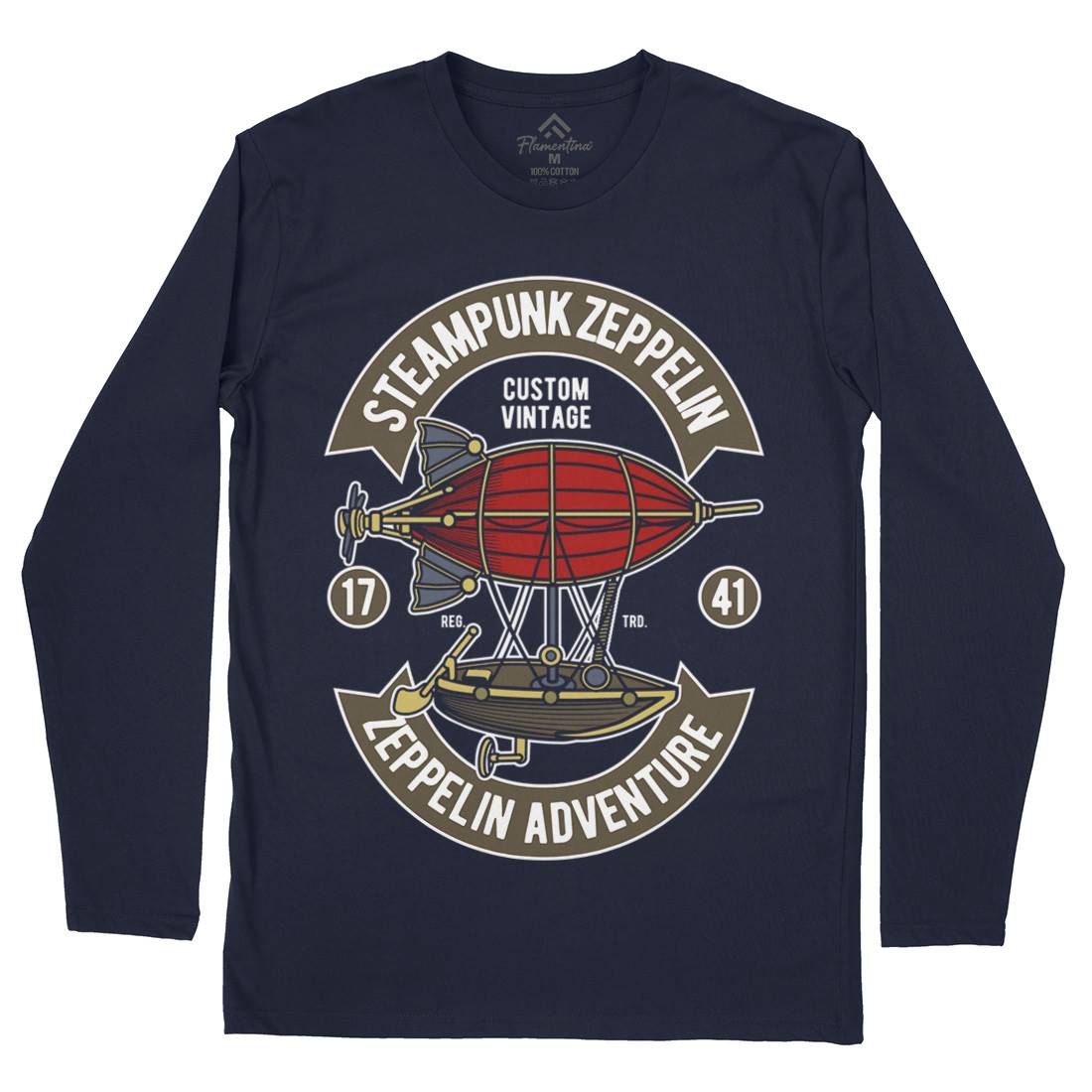 Steampunk Zeppelin Mens Long Sleeve T-Shirt Vehicles D584