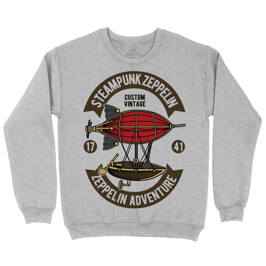 Steampunk Zeppelin Mens Crew Neck Sweatshirt Vehicles D584