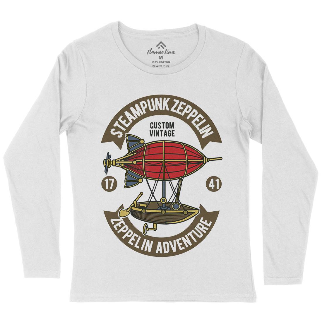 Steampunk Zeppelin Womens Long Sleeve T-Shirt Vehicles D584